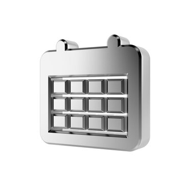 Silver Calendar Icon. 3D Rendering
