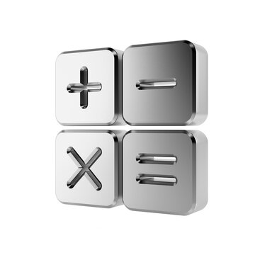Silver Calculator Symbols. 3D Rendering