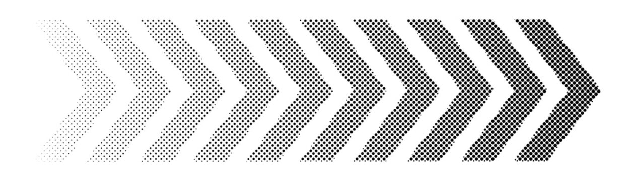 Halftone Chevron Arrow Set Isolated on Transparent Background