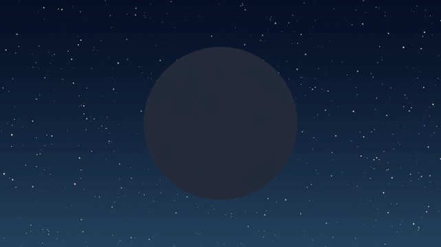 Large moon cycling through its phases from full moon to new moon and back in a starry night sky in a seamless loop