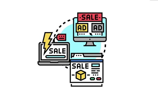 Digital devices displaying online promotional markdown sales and advertisements, e commerce marketing and special offers for business development