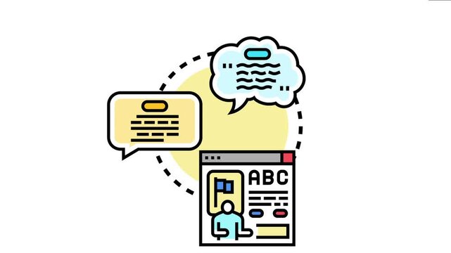 Ai user interacting with a web interface and engaging in a conversation bubble, presenting a solitary example for guiding future content generation or language modeling