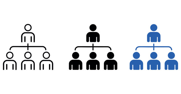 Corporate hierarchy organization chart and business structure icons vector graphic illustration.