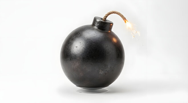 bomb with burning fuse
