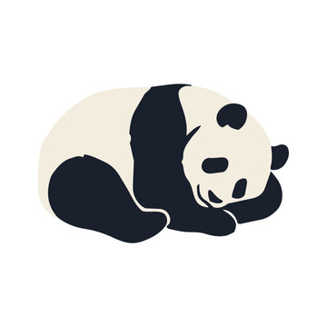 Printmaking Style Panda Vector Illustration for Animal and Wildlife Design／版画風のパンダ・動物・野生生物モチーフのベクターイラスト