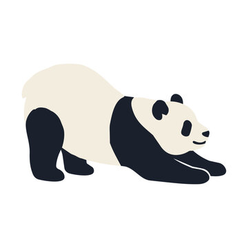 Printmaking Style Panda Vector Illustration for Animal and Wildlife Design／版画風のパンダ・動物・野生生物モチーフのベクターイラスト