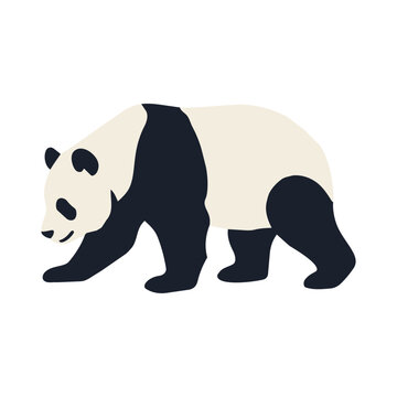 Printmaking Style Panda Vector Illustration for Animal and Wildlife Design／版画風のパンダ・動物・野生生物モチーフのベクターイラスト