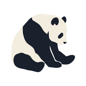 Printmaking Style Panda Vector Illustration for Animal and Wildlife Design／版画風のパンダ・動物・野生生物モチーフのベクターイラスト