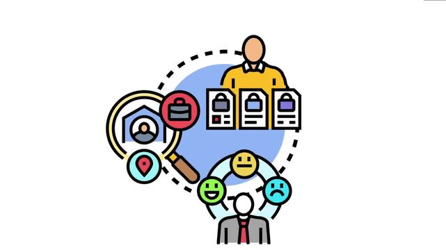 Human resources manager reviewing applications, searching for qualified candidates, and evaluating employee satisfaction for an open position and recruitment process