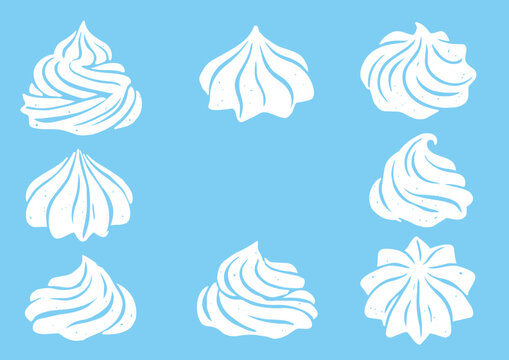 Printmaking Style Whipped Cream Vector Illustration for Dessert and Sweet Topping Design／版画風のホイップクリーム・デザート・スイーツトッピングのベクターイラスト