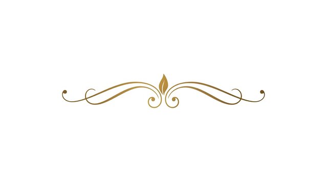 Refined golden scrollwork flourish with intricate symmetrical details, perfect for adding classic elegance and sophistication to premium design projects and layouts
