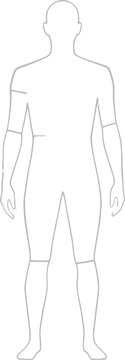 Human body silhouette against a white background depicts a simplified anatomical outline anthropometry bodyform contour