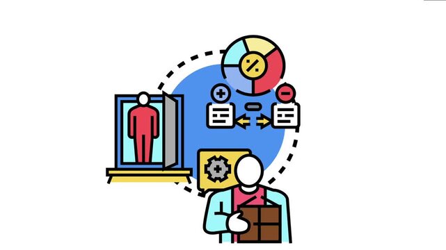 Person delivering information and offering detailed guidance, showing data analysis and comparative evaluation with document icons, the process of giving advice