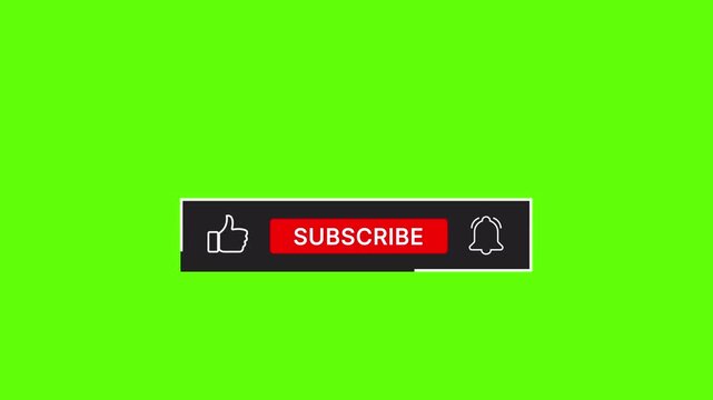 Red pop art subscribe bell and like animated overlay pack with and without mouse cursor on green screen background, 4K CTA button