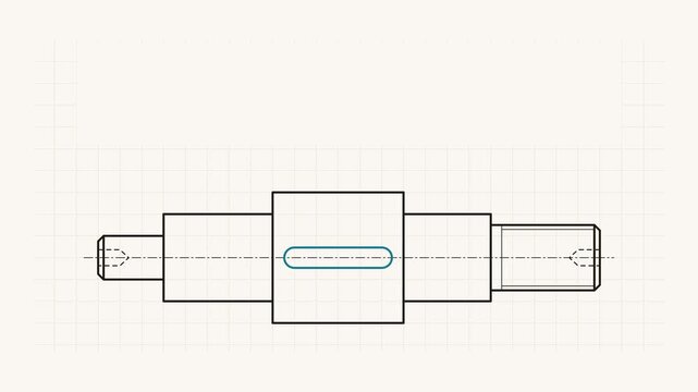 Seamless 4K looping technical drawing animation: line drawing construction on grid. Clean vector line work that builds itself on a light background in teal and cyan, with construction grid, centre lin