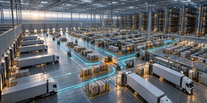 AI Route Optimization in Automated Distribution Warehouse