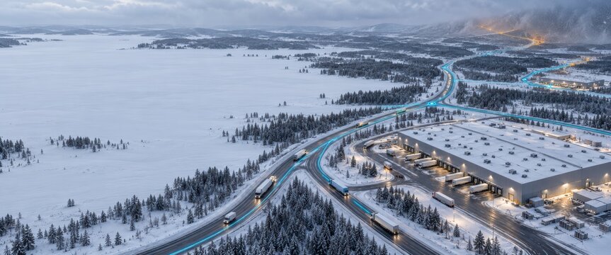 Winter Logistics Fleet Rerouting Around Forecast Storm Disruption