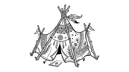 Tribal Teepee Tent Illustration Isolated on White © tati