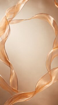 Abstract Autumn Luxury Background with Flowing Amber Silk Ribbon Frame for Elegant Graphic Designs.