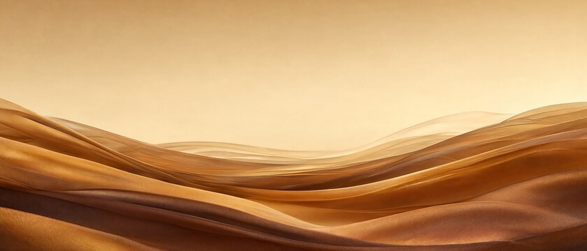 Abstract Elegant Background with Soft Wavy Amber Silk Fabric Textures for Luxurious Advertisement