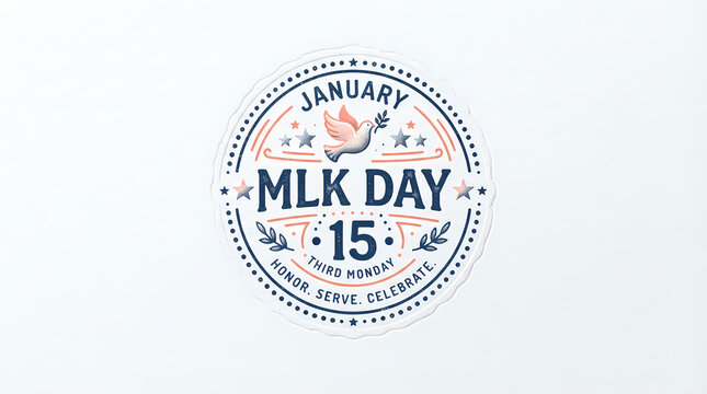 MLK day third monday january 15th circular emblem honor serve celebrate.