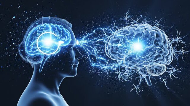 Futuristic Brain Computer Interface with Glowing Neural Connections