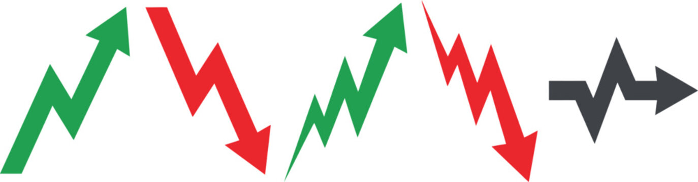 Up and down stock market price trend with growth arrow Vector