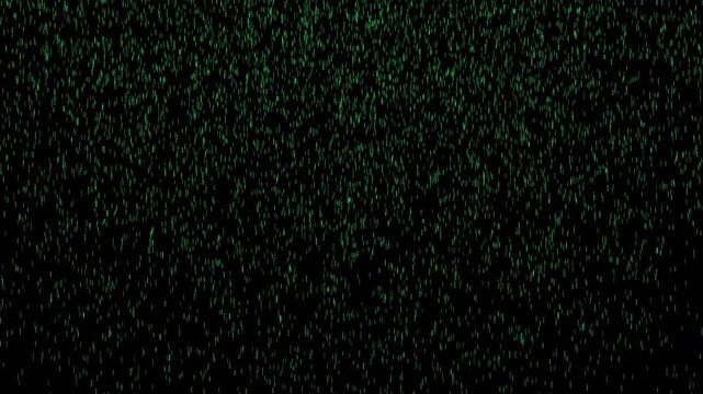 Falling Green Digital Lines on Black Background