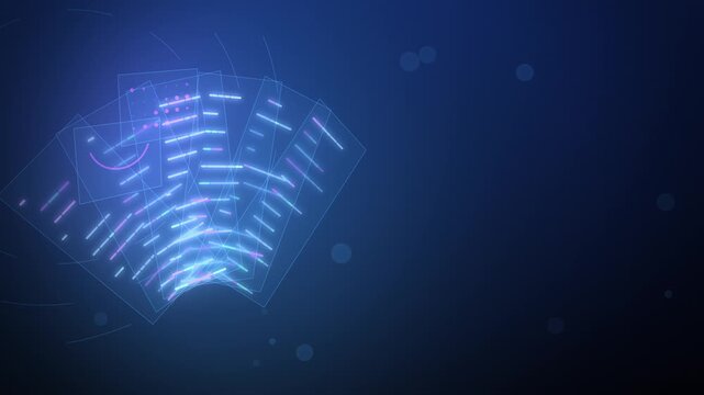 Blue fan of code panels wide scene endless loop backdrop