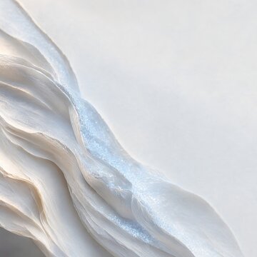 Minimalist Abstract White Wavy Background Fabric Surface featuring Subtle Frosty Highlighted Edges