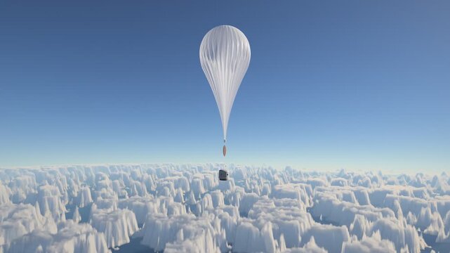 High Altitude Balloon Ascending to Edge of Space Over Earth Curvature