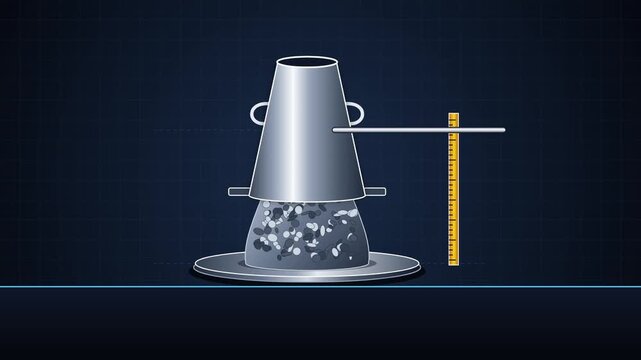 Concrete Slump Test with Abrams Cone Lifting and Tamping Rod Measurement Seamless Loop Animation
