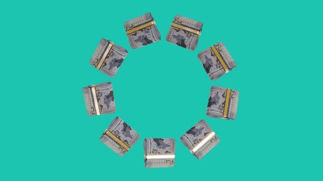 Loopable Saudi Arabia 20 Riyals Banknote Stack Business Broll