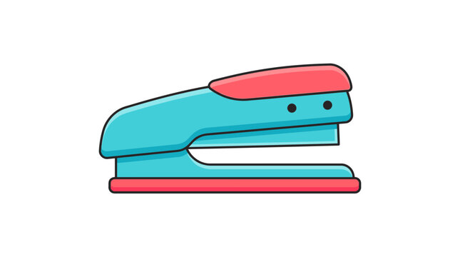 Flat vector stapler icon with red accents and clean geometric design