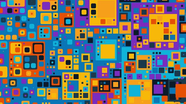 Chunky retro squircles and warm yellow tiles float over a rich blue surface in a playful modern 3D render, evoking nostalgic optimism and geometric serenity for creative branding