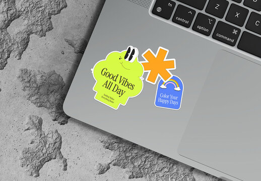 Colorful Sticker Mockup Close-Up Detail
