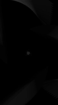 Faint triangular vortex emerges from an infinite dark abyss in a minimalist 3D render with subtle edge illumination, symbolizing profound transcendence for vertical teasers