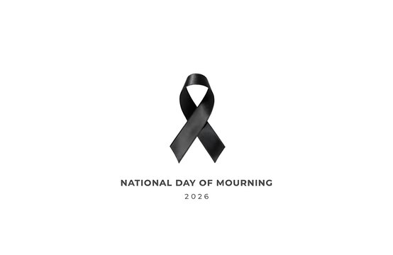 National day of mourning black ribbon memorial symbol with remembrance grief sign funeral notice tribute graphic badge sorrow icon passing condolence emblem solid