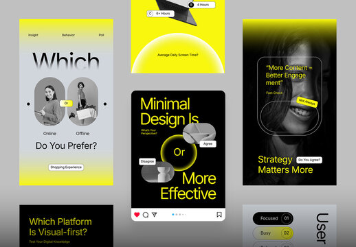 Minimalist Quiz and Polling Design and Strategy Social Media Templates