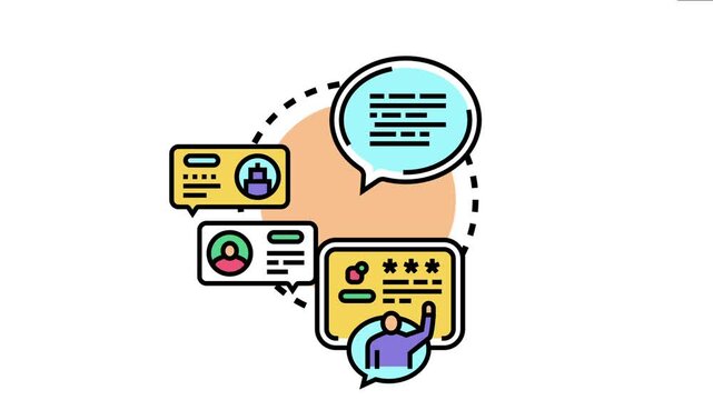 People communicating and sharing experiences online, exchanging messages and providing valuable feedback, leaving testimonials for services or products