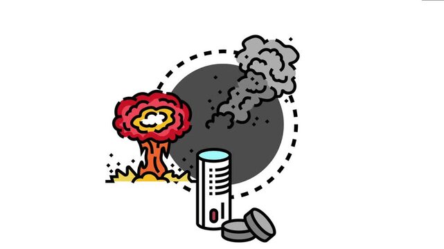 Raging brush blaze generating a mushroom cloud and heavy smoke, impacting air quality, with an air purifier or sensor indicating a need for environmental protection