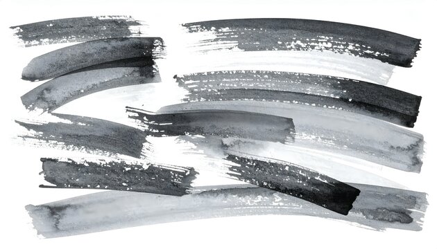 Abstract Black and White Brush Strokes in Artistic Painting Style for Creative Design