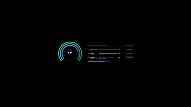 Software Update Three-Phase Installer Progress Looping Animation on Transparent Alpha 4K 60FPS