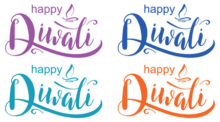 Festive happy diwali calligraphy designs in vibrant colors for celebrations and greetings © Ragia