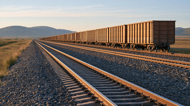 Smart rail freight monitoring system measuring cargo vibration and temperature during long distance transport, rail logistics, freight condition monitoring, supply chain