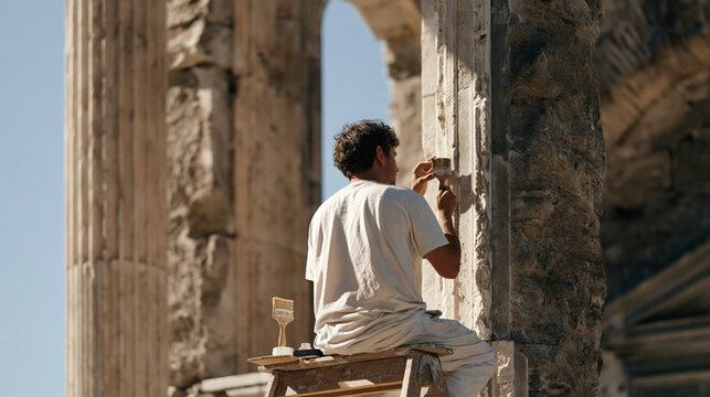Digital heritage specialist reconstructing damaged historical buildings through archival photographs and 3D modeling, architectural history, cultural preservation, photogrammetry,