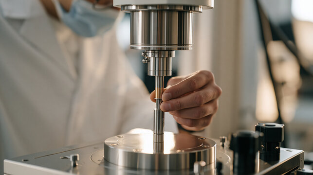 Automated industrial process measuring coating thickness on medical grade stainless steel instruments, surface engineering, medical device manufacturing, coating inspection,