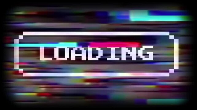 Pixelated Glitchy Loading Screen with Retro CRT Effect and Glitch Art