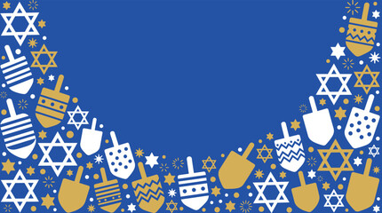 A vibrant and festive hanukkah background vector illustration featuring traditional symbols like menorahs stars of david and dreidels perfect for holiday greetings and © MstFatema