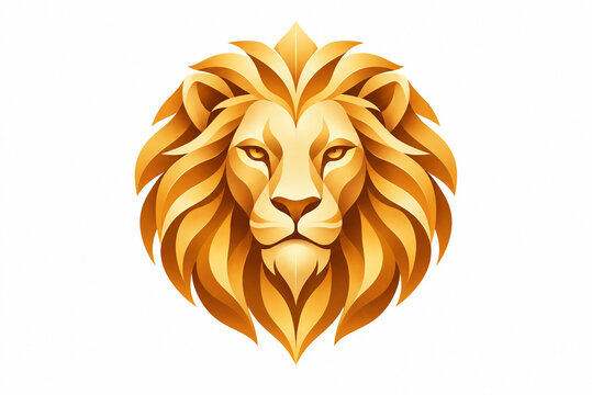 A detailed, stylized illustration of a lion's head with a golden mane, suitable for branding, logos, or emblem use. The design features a symmetrical, fierce expression with a modern aesthetic.